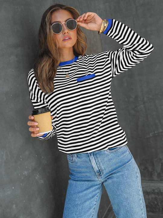Cierra – Striped Long-Sleeve Casual Top for Women