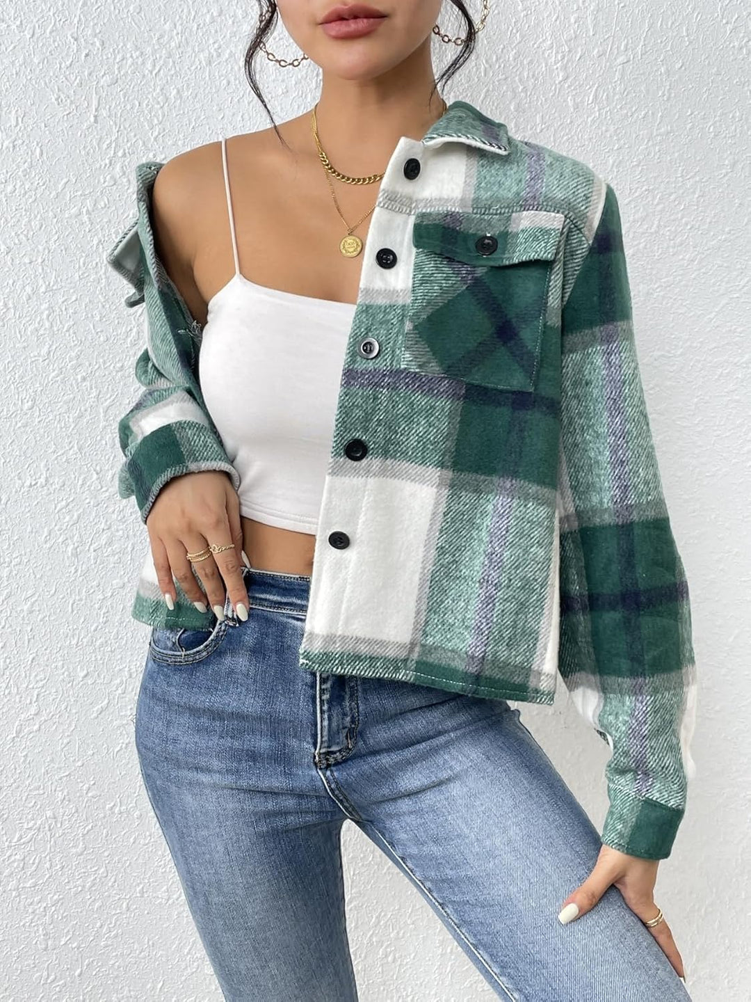 Danica – Plaid Button-Up Shacket for Women