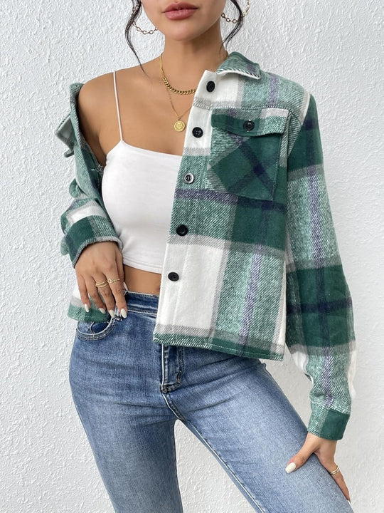 Danica – Plaid Button-Up Shacket for Women
