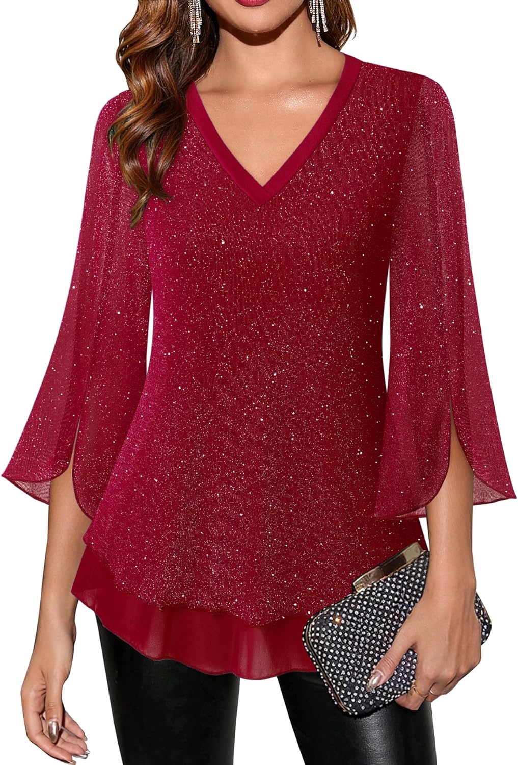 Justitia – Flowy 3/4 Sleeve Chiffon Blouse for Women