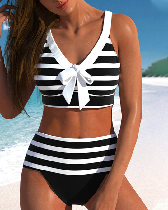 Zena – Striped Bow Bikini Set for Women