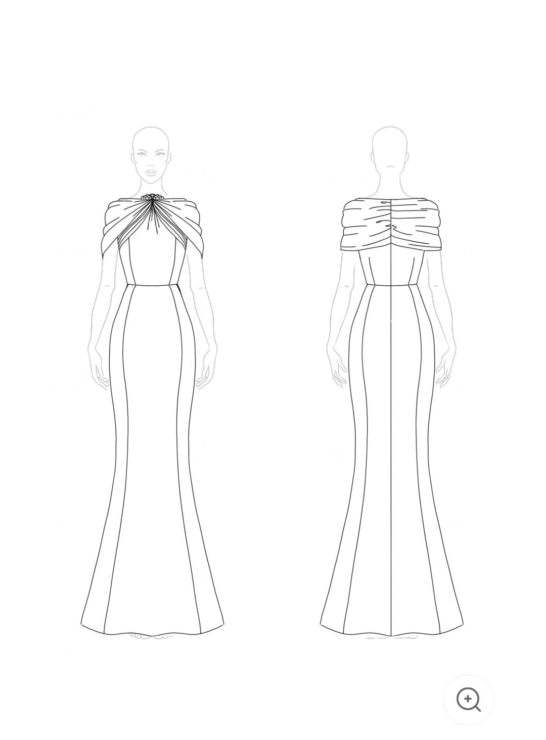Annika – Soft Blue Draped Shoulder Gown