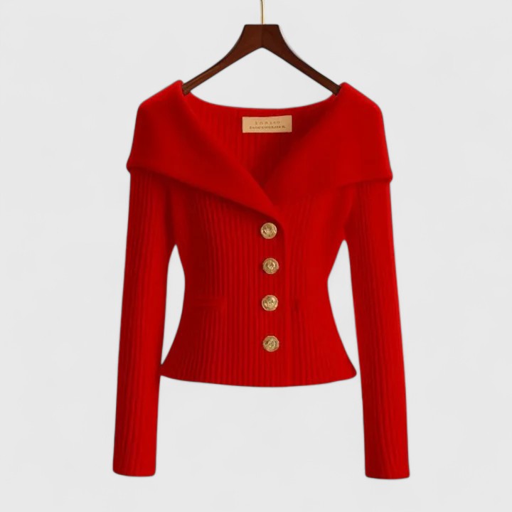 Bailee – Chic Off-Shoulder Buttoned Knit Top for Women