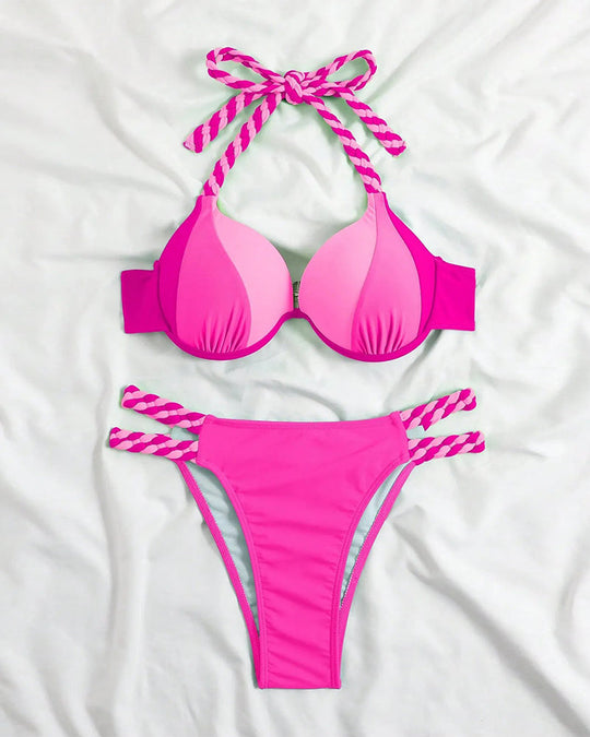 Gwenllian – Braided Strap Push-Up Bikini Set for Women