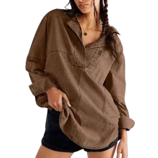 Claudine – Oversized Corduroy Shirt for Women