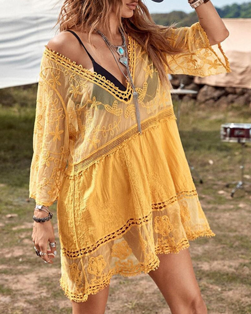 Zenaida – Embroidered Boho Mini Dress for Woman