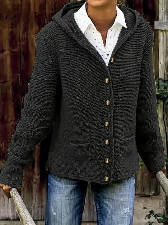 Petra – Hooded Knit Button Cardigan for Women