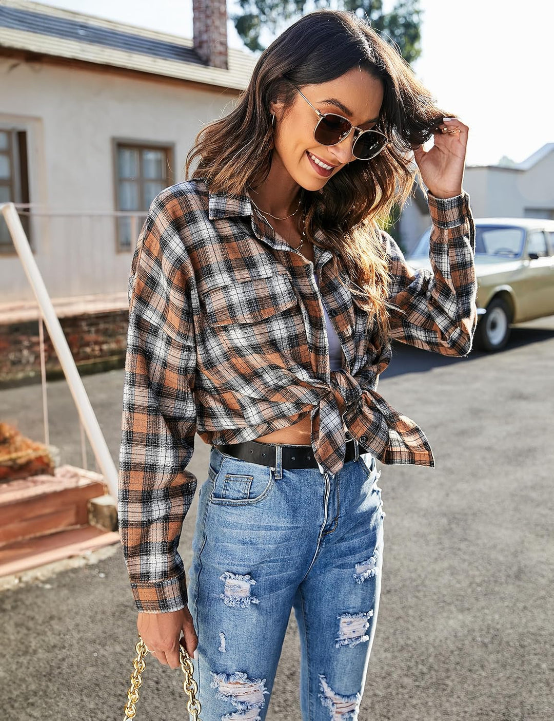 Taryn – Casual Plaid Button-Up Shirt for Women