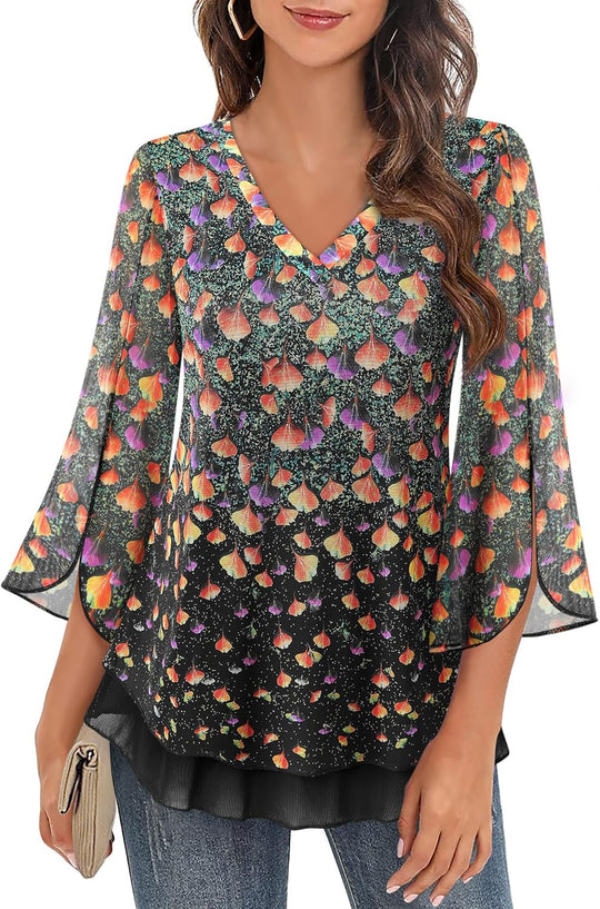 Justitia – Flowy 3/4 Sleeve Chiffon Blouse for Women