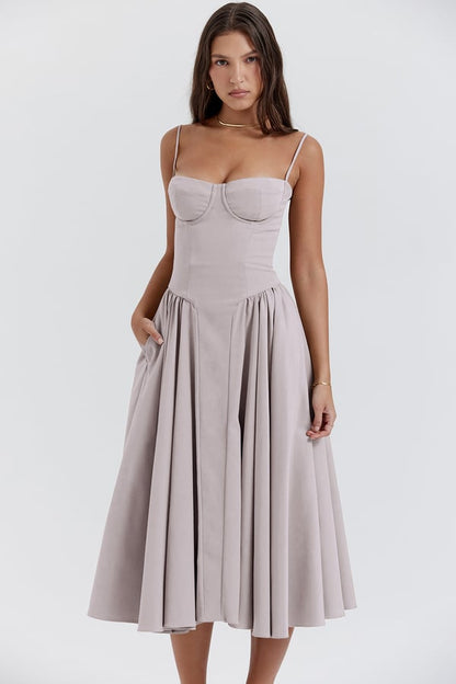 Serenah – Strapless Midi Dress with Sweetheart Bodice