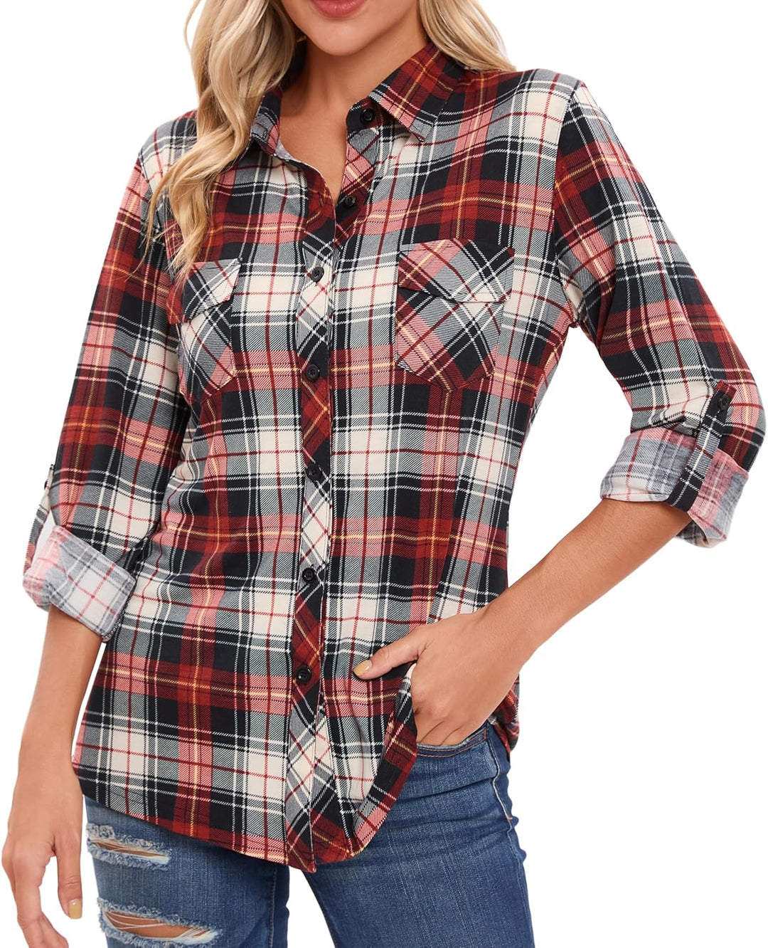 Arizona – Classic Plaid Button-Up Shirt for Women