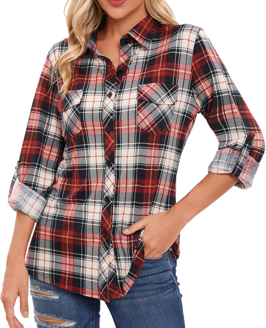 Arizona – Classic Plaid Button-Up Shirt for Women