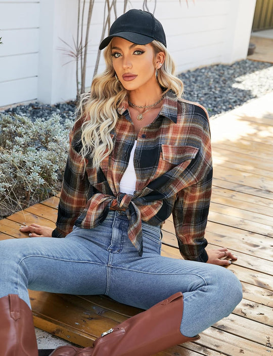 Taryn – Casual Plaid Button-Up Shirt for Women