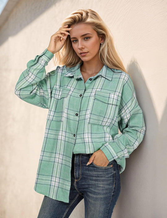 Taryn – Casual Plaid Button-Up Shirt for Women