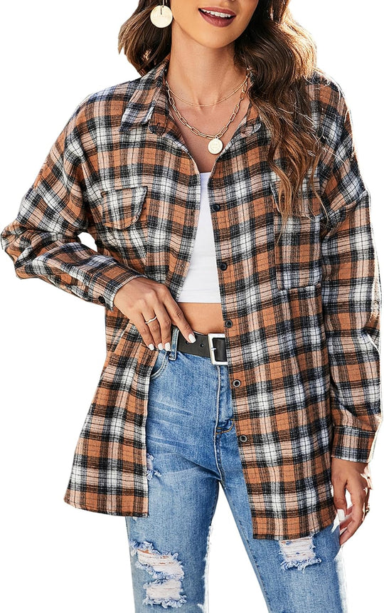 Taryn – Casual Plaid Button-Up Shirt for Women