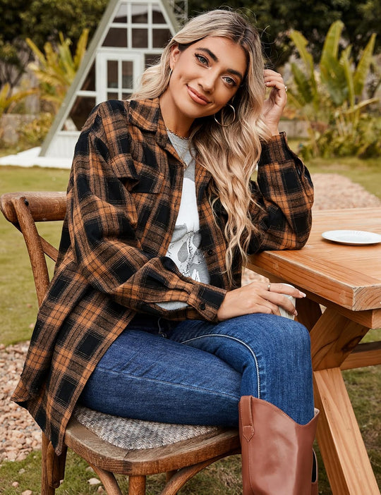 Taryn – Casual Plaid Button-Up Shirt for Women