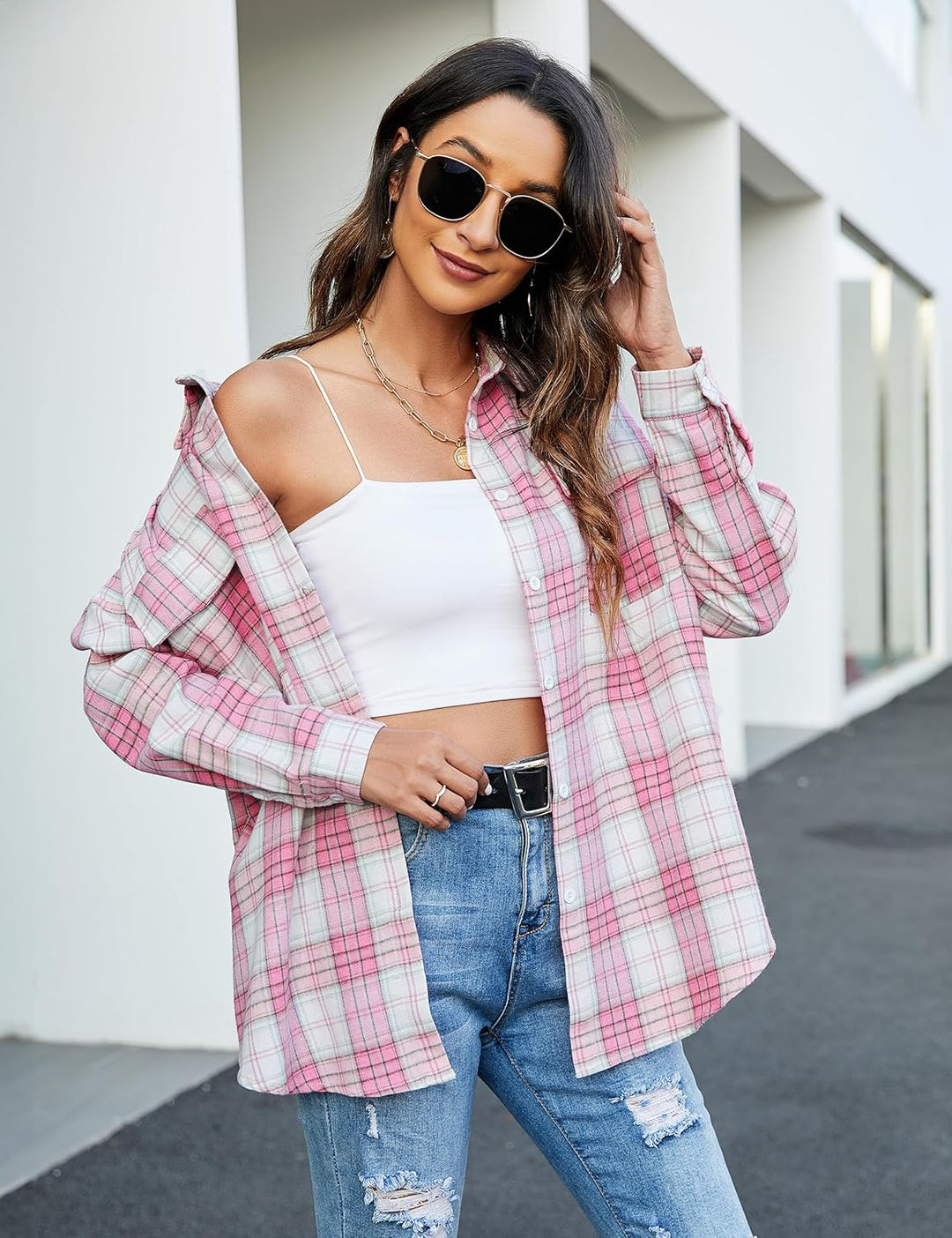 Taryn – Casual Plaid Button-Up Shirt for Women