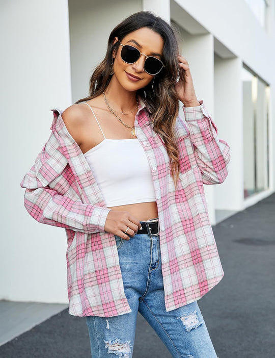 Taryn – Casual Plaid Button-Up Shirt for Women