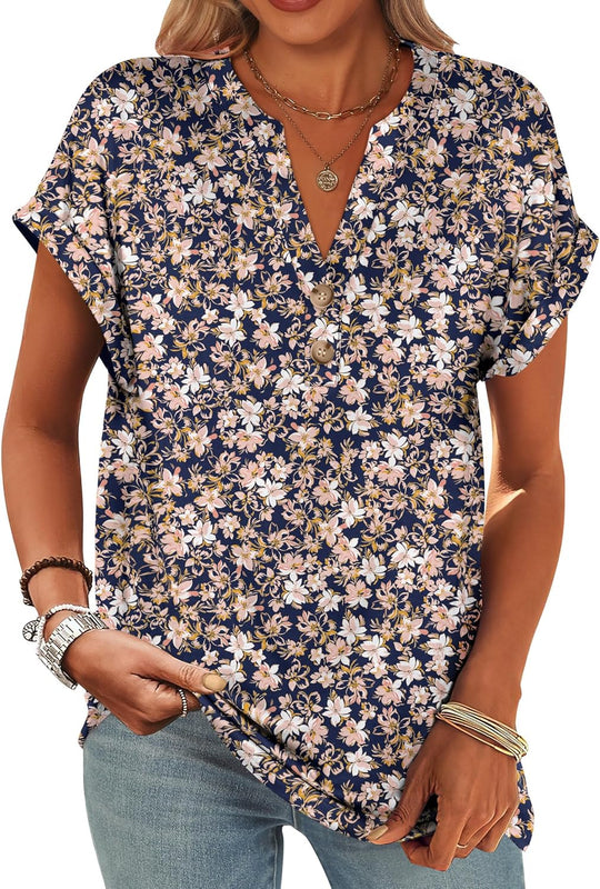 Tasha – Button-Down V-Neck Casual Top for Women