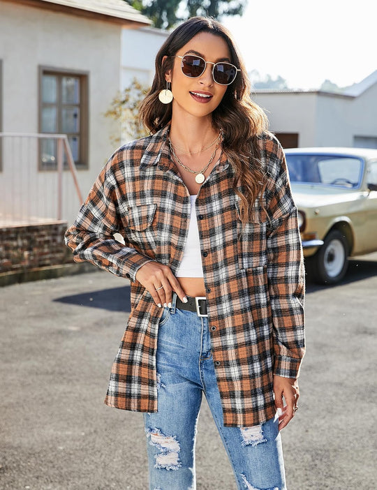 Taryn – Casual Plaid Button-Up Shirt for Women
