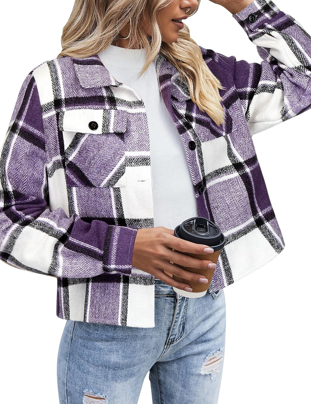 Danica – Plaid Button-Up Shacket for Women