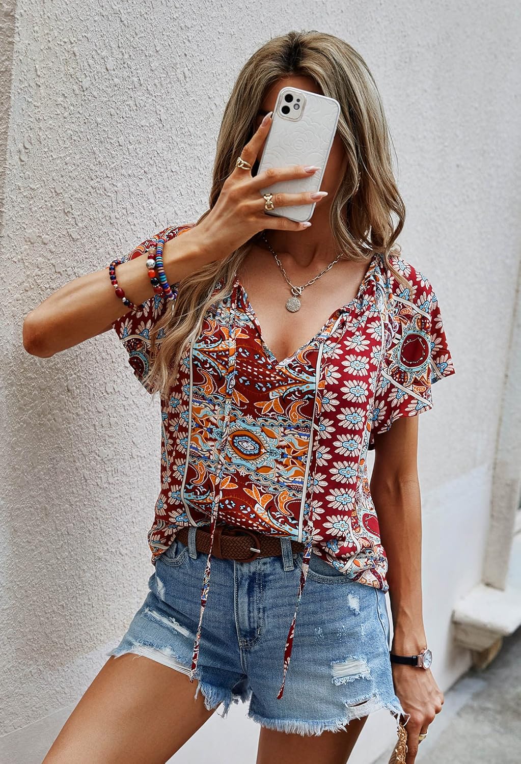 Carmela – Ruffle Short Sleeve Tunic Top for Women