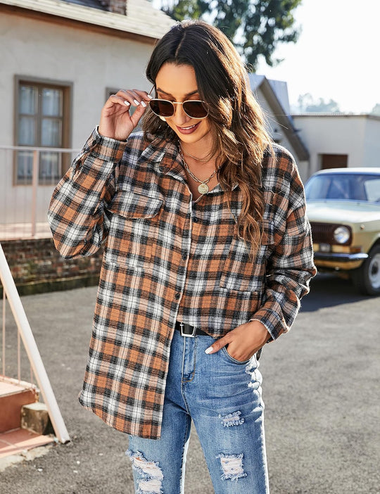 Taryn – Casual Plaid Button-Up Shirt for Women