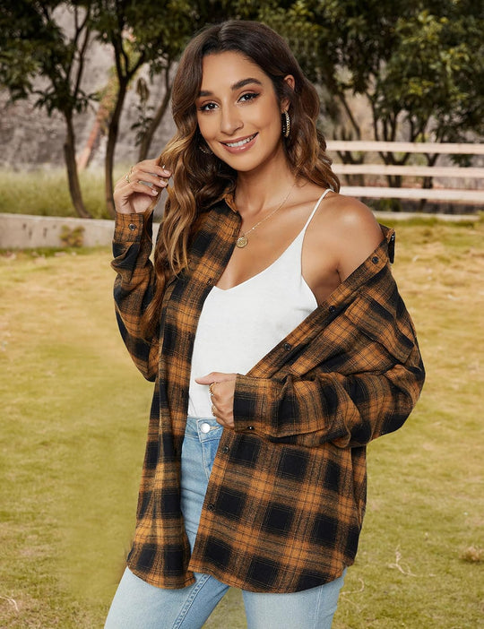 Taryn – Casual Plaid Button-Up Shirt for Women