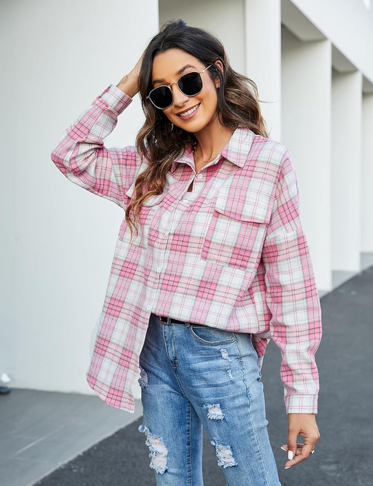 Taryn – Casual Plaid Button-Up Shirt for Women