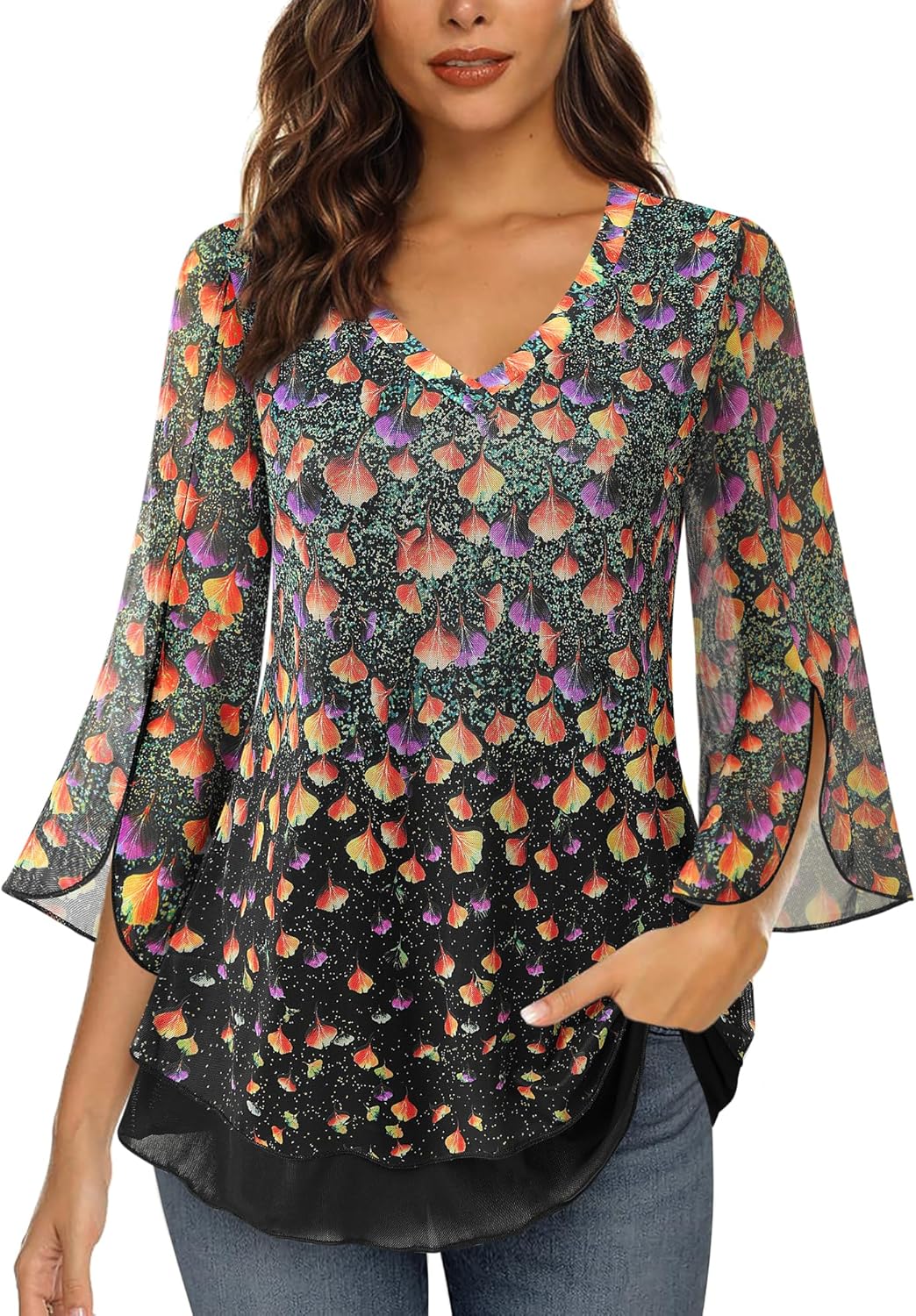 Justitia – Flowy 3/4 Sleeve Chiffon Blouse for Women