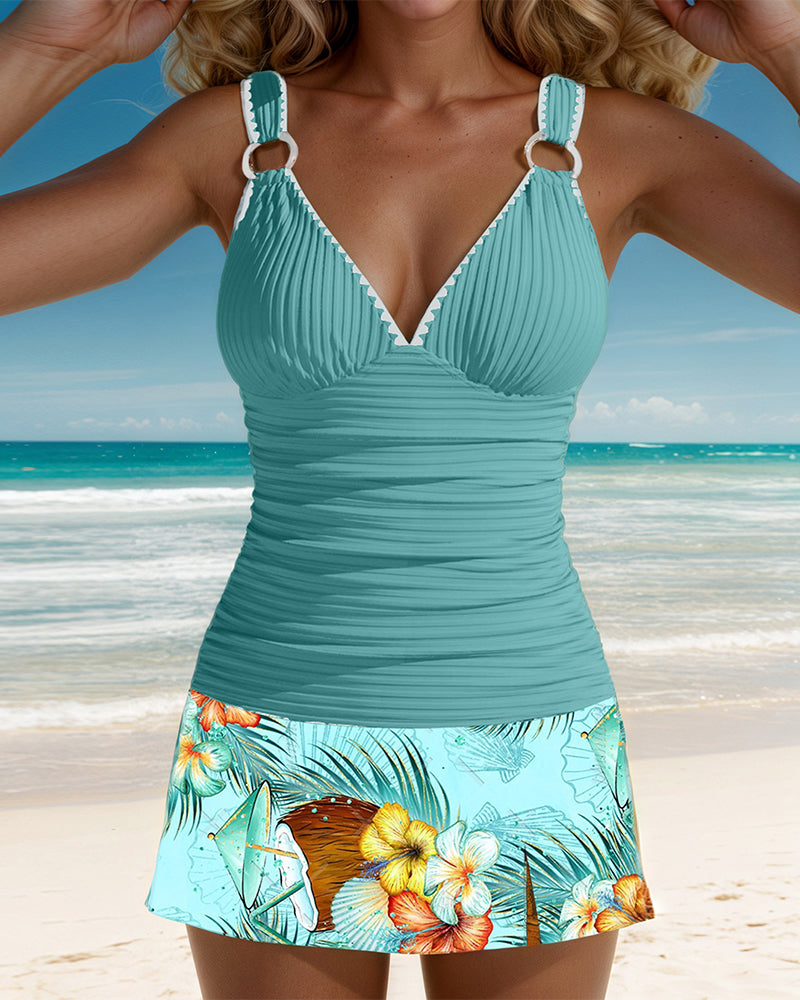 Orelani – Tropical Skirted Tankini Set for Women