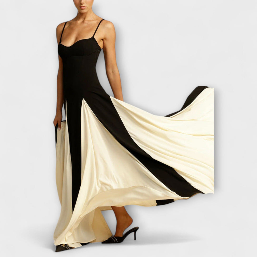 Lucera – Maxi Dress with Contrasting Godets and Feminine Silhouette