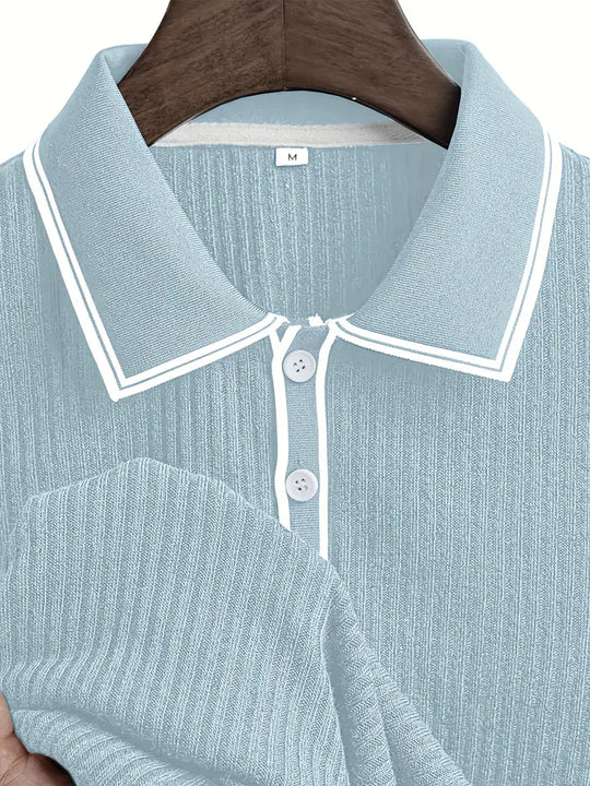 Luca – Textured Ribbed Polo for Men