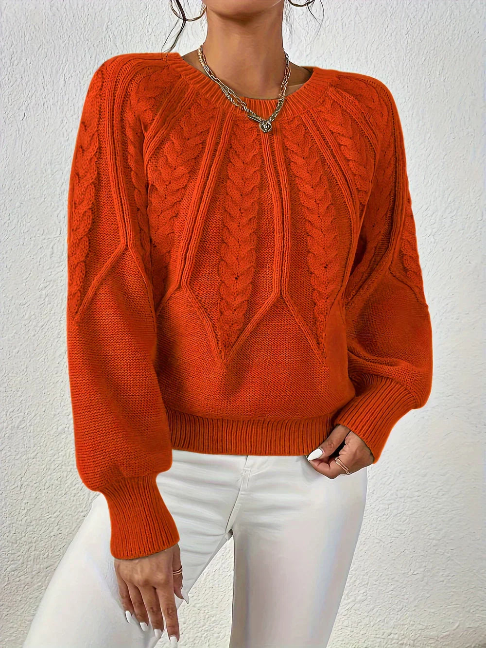 Geena – Chunky Cable Knit Sweater for Women