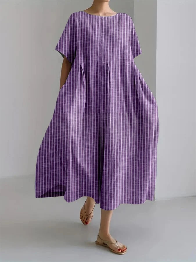 Signe – Long summer dress with a relaxed fit and retro stripes for everyday comfort