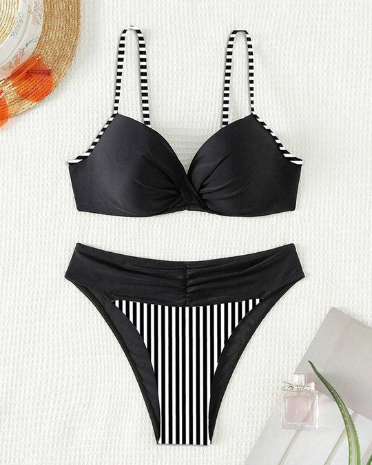 Lowri – Striped Contrast Bikini Set for Women