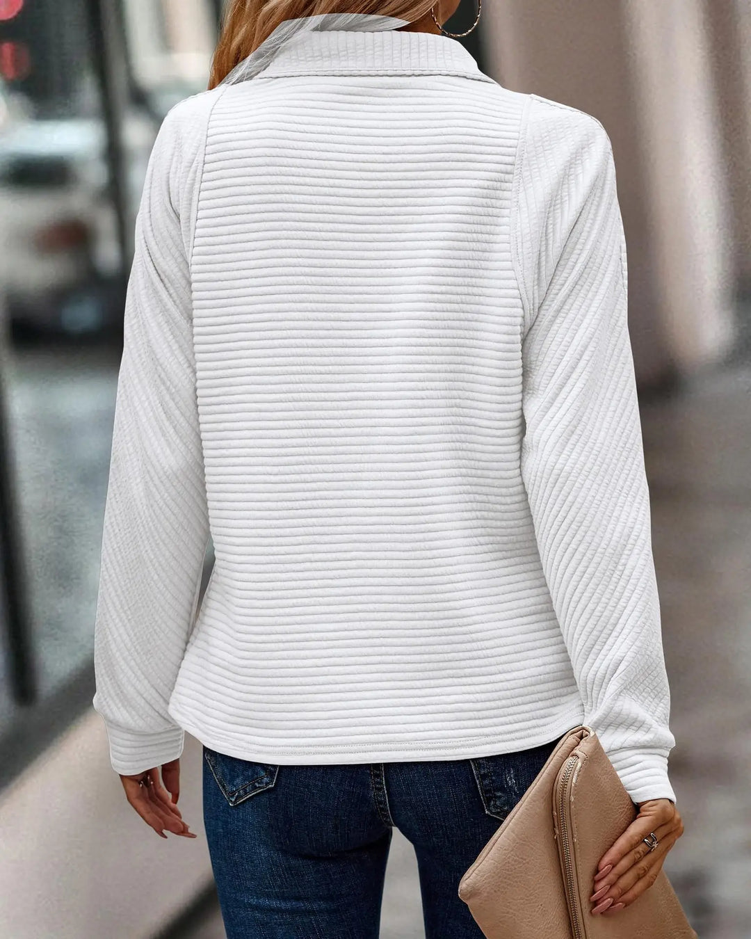 Bebe – Casual Quarter-Zip Long Sleeve Top for Women