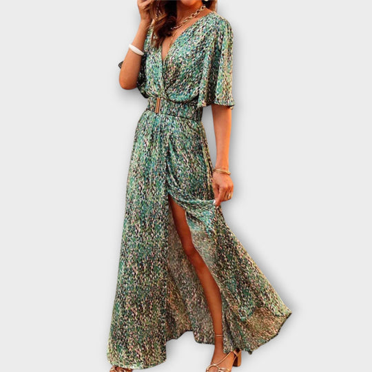 Elanora – Flowing Maxi Dress with Waist Belt