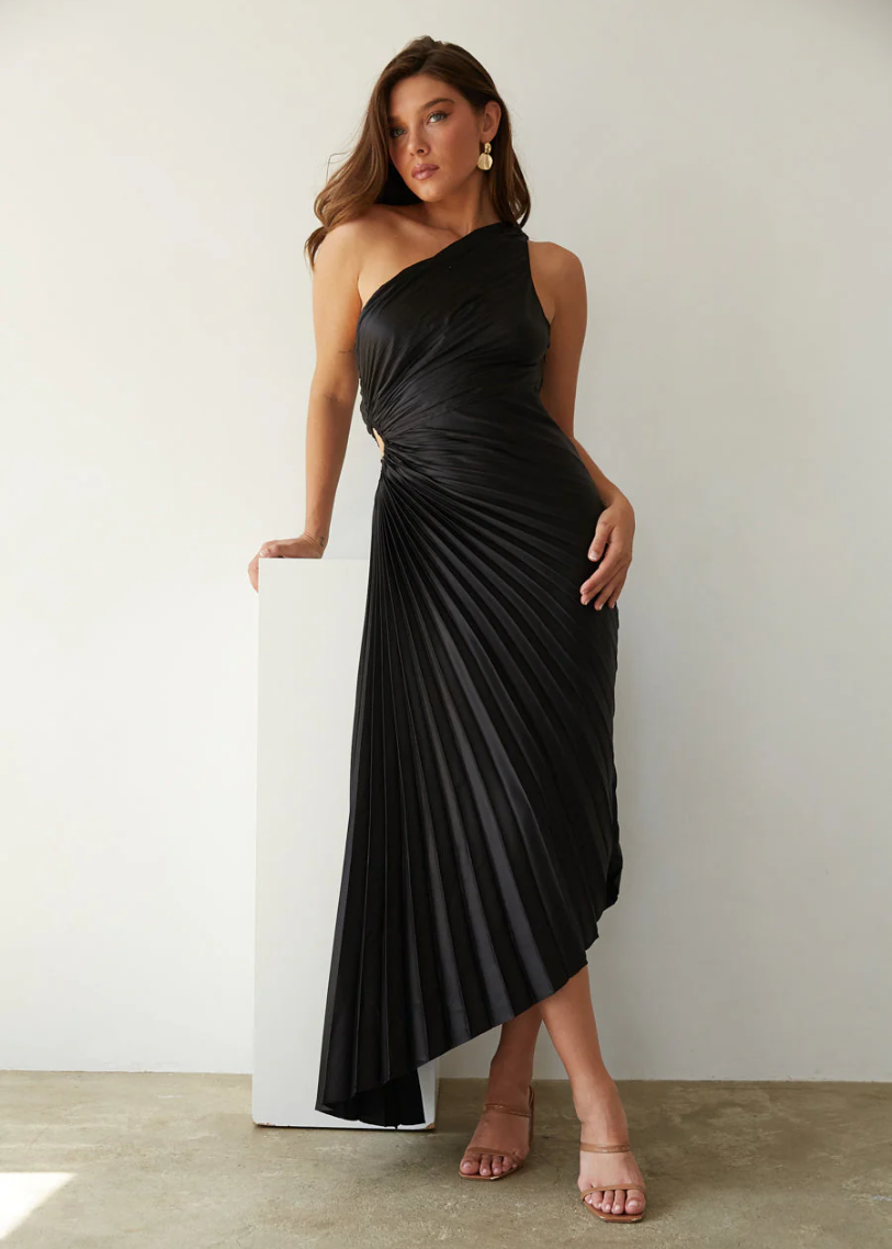 Cadence – One-Shoulder Pleated Evening Gown for Women