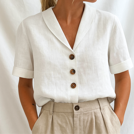 Arden - Short Sleeve Button-Down Blouse for Women