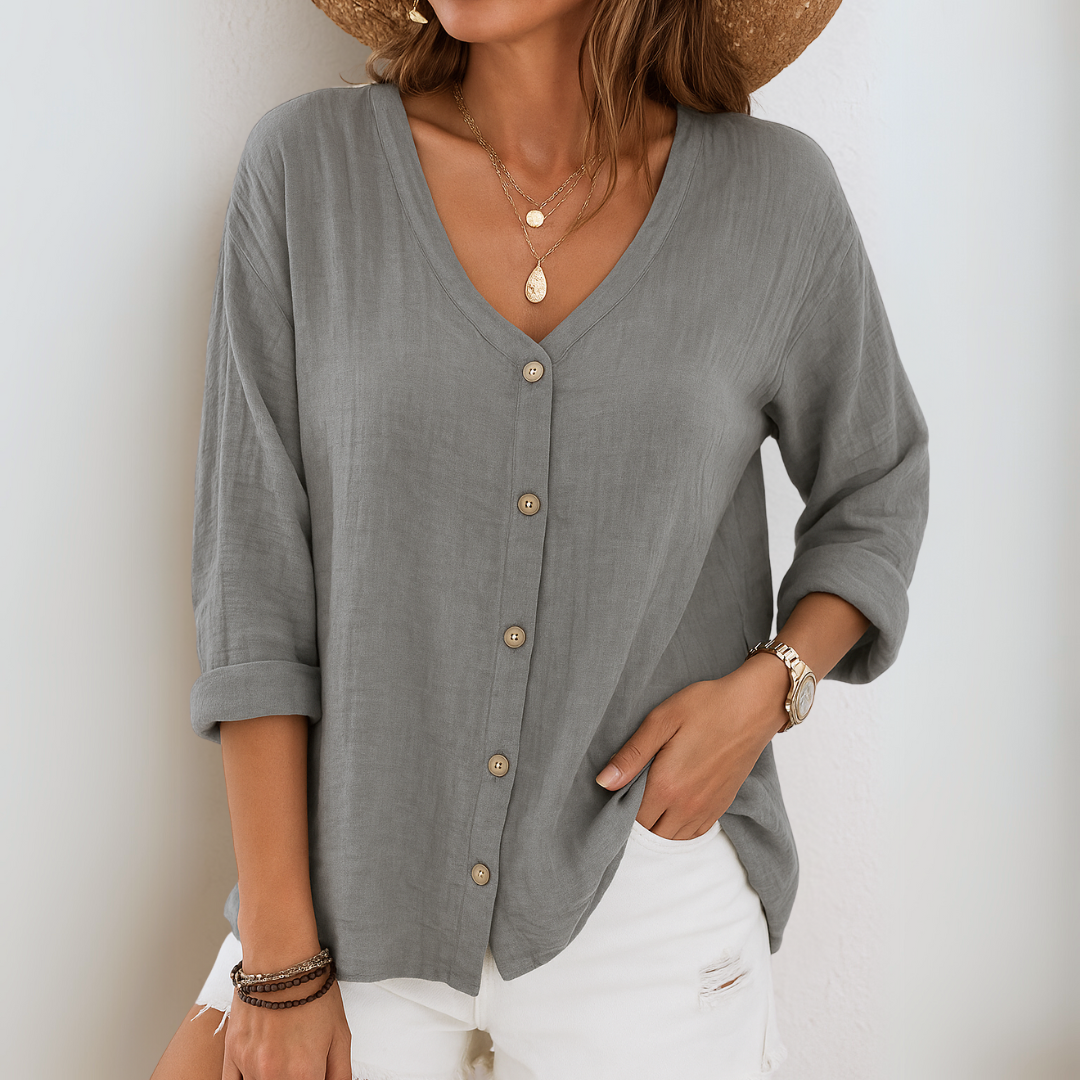 Penny – Lightweight Button-Front Knit Top for Women