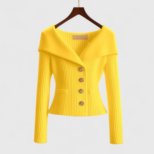 Bailee – Chic Off-Shoulder Buttoned Knit Top for Women