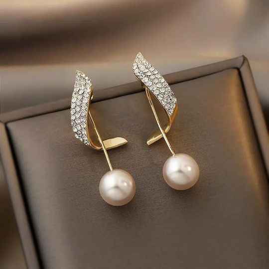 Danessa – Crystal Arc Pearl Drop Earrings