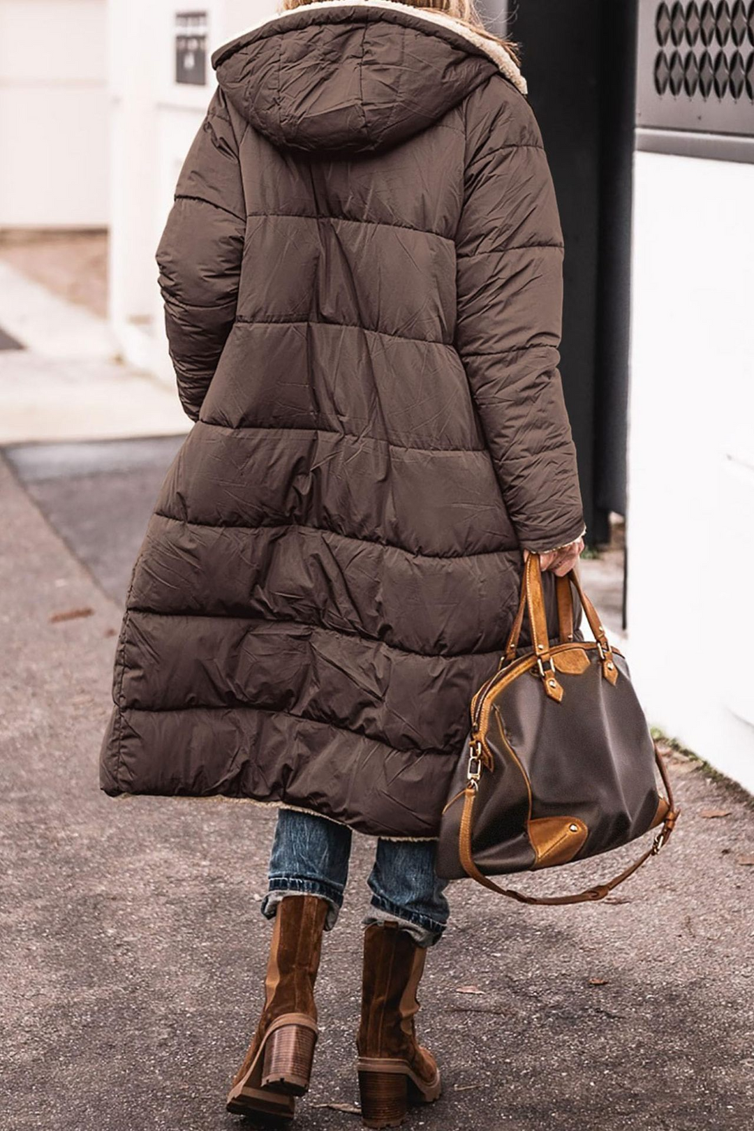 Madalyn – Longline Sherpa-Lined Puffer Coat for Women
