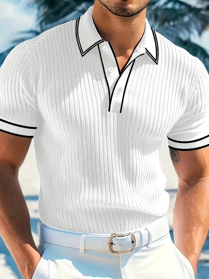 Luca – Textured Ribbed Polo for Men