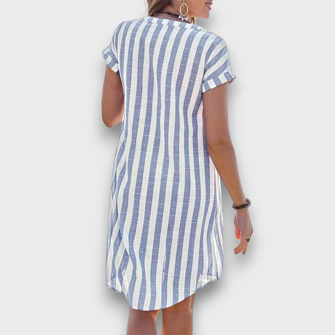 Martine – Striped Shirt Dress with Ease