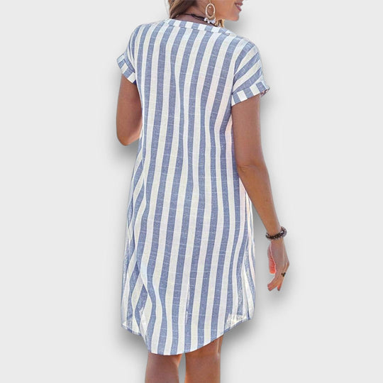 Martine – Striped Shirt Dress with Ease