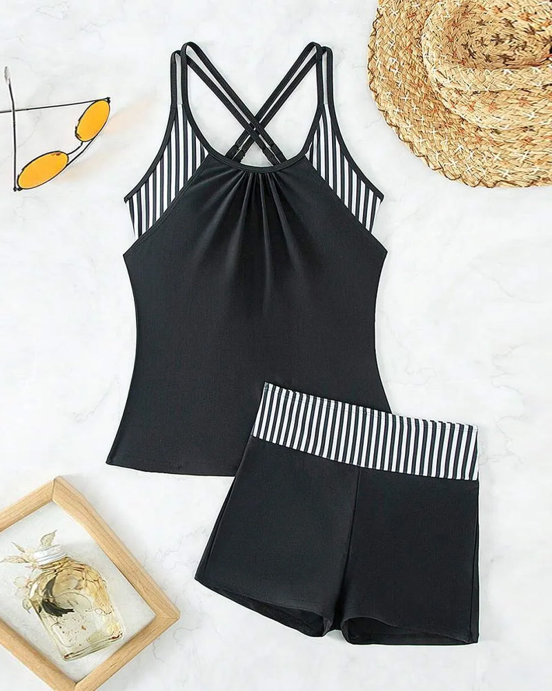 Paula – Striped Active Tankini Set for Women