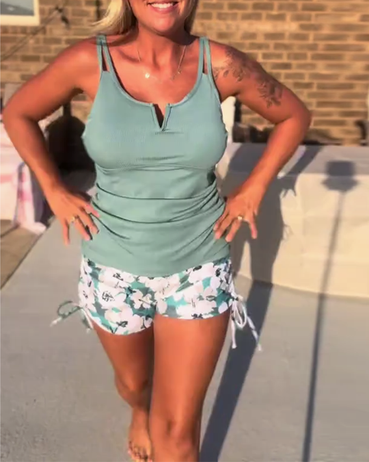 Elvira  – Casual Floral Tank & Shorts Set for Women