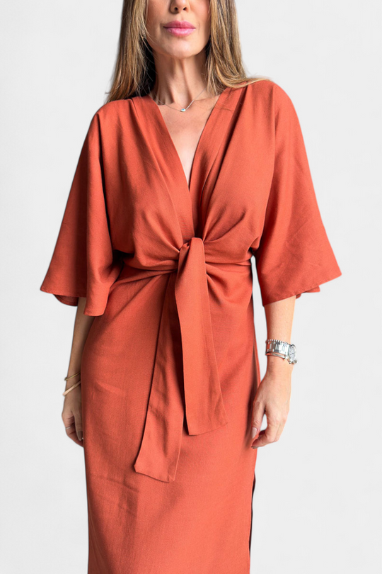 Leontine – Dress with Ties and Kimono Sleeves